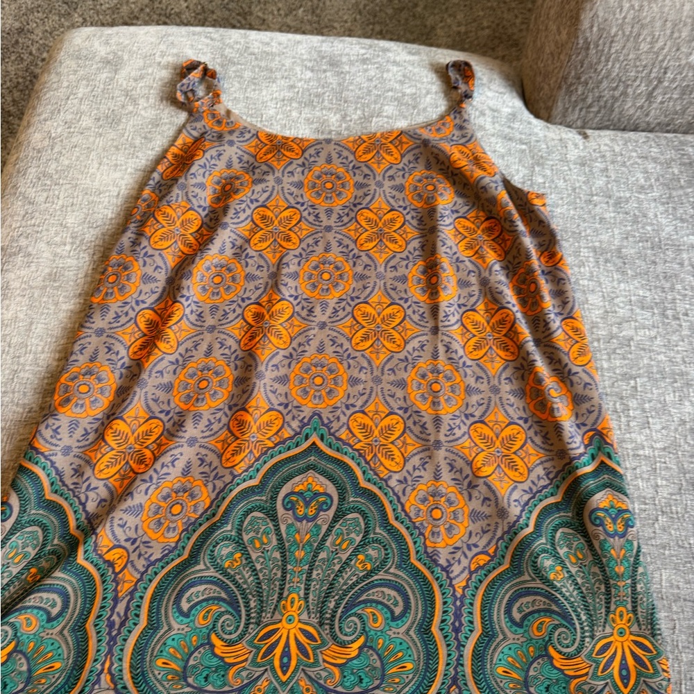 CAbi Sleeveless Floral Slip Tank in Orange and Purple-Blue - Picture 2 of 3